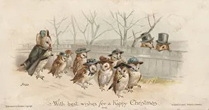 Victorian Greeting Card - Owl Finishing School Victorian Greeting Card - Owl Finishing School