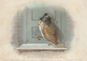 Victorian Greeting Card - Owl Late Night Return Home Victorian Greeting Card - Owl Late Night Return Home