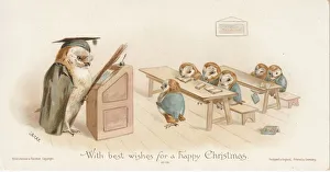 Victorian Greeting Card - Owl School Victorian Greeting Card - Owl School