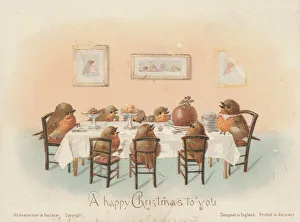 Victorian Greeting Card - Robins Christmas Dinner Victorian Greeting Card - Robins Christmas Dinner