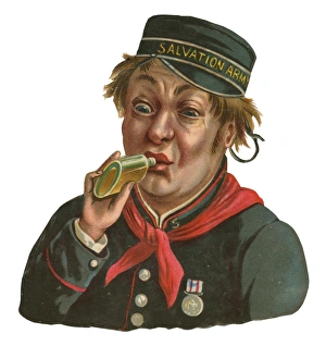 Victorian scrap - comical Salvation Army drinker Victorian scrap - comical Salvation Army drinker
