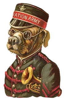 Victorian scrap - Salvation Army dog trumpeter Victorian scrap - Salvation Army dog trumpeter