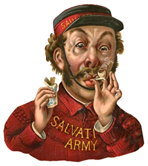 Victorian scrap - Salvation Army pipe smoker Victorian scrap - Salvation Army pipe smoker