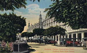 A view of the Central Park taxi stand in Havana, Cuba, 1920s A view of the Central Park taxi stand in Havana, Cuba, 1920s
