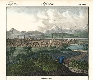 View of the city of Marrakech, Morocco, North Africa, 1800s View of the city of Marrakech, Morocco, North Africa, 1800s