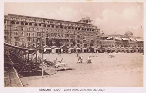 A view of the Hotel Excelsior from the Lido beach, 1920s A view of the Hotel Excelsior from the Lido beach, 1920s