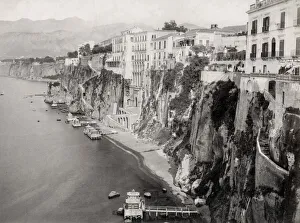 View of hotels along the cliffs at Sorrento, Italy View of hotels along the cliffs at Sorrento, Italy