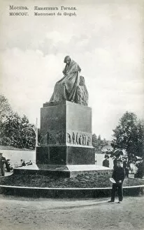 View of the monument to the Russian writer Nikolai Vasilievich Gogol (1809-1852
