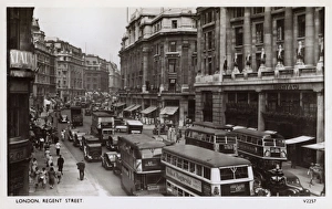View of Regent Street, London, with heavy traffic View of Regent Street, London, with heavy traffic