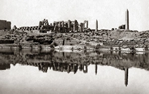 View of the temple and sacred lake, Karnak, Egypt, circa 188 View of the temple and sacred lake, Karnak, Egypt, circa 188