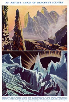 Two views of the surface of the planet Mercury Two views of the surface of the planet Mercury