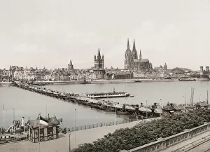 Cologne Gallery: Vintage 19th century photograph: city of Koln, Cologne, pontoon bridge of baots