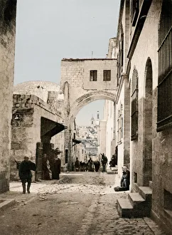 Vintage 19th century photograph: Ecce Homo arch, Jerusalem, Palestine, modern Israel Vintage 19th century photograph: Ecce Homo arch, Jerusalem, Palestine, modern Israel