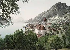 Vintage 19th century photograph - Gersau is a municipality Vintage 19th century photograph - Gersau is a municipality