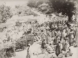 Vintage 19th century photograph: street market. Larbaa Nath Irathen is a town in Tizi Vintage 19th century photograph: street market. Larbaa Nath Irathen is a town in Tizi