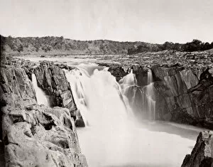 Jubbulpore Gallery: Vintage late 19th century photograph: Waterfall, marble rocks, Narmada River, Jubbulpore