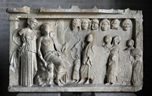 Votive stele depicting a sacrificial procession to Dionysus Votive stele depicting a sacrificial procession to Dionysus