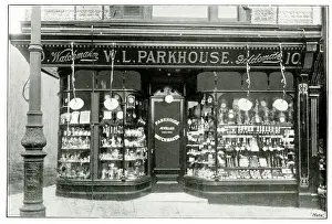 Prints of Shop Front, W.L. Parkhouse, Watchmaker Jeweller, 10 Above Bar, Southampton - Hampshire and Isle of Wight Illustrated 1905 Isle Of Wight Prints: W.L. Parkhouse Watchmaker Jeweller Shop Front Print 1905