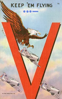US War effort postcard - 1941 - Keep em Flying US War effort postcard - 1941 - Keep em Flying