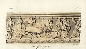 Triumphal Gallery: Warrior riding a quadriga in an Etruscan triumphal parade