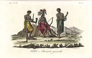 Warriors of the Kongo with weapons and battle instruments Warriors of the Kongo with weapons and battle instruments