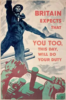 Images Dated 27th June 2011: Wartime poster, Britain Expects