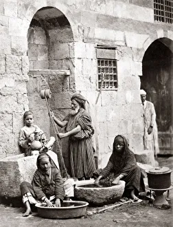 Washing clothes, Egypt, circa 1880. Date: circa 1880 Washing clothes, Egypt, circa 1880. Date: circa 1880