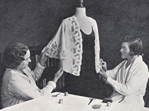 <b class=qtipBold><figcaption>Wedding gift for Princess Marina</figcaption></b><br>A wedding gift for Princess Marina of Greece on the occasion of her marriage to Prince George, Duke of Kent on 29 November 1934 of a dressing jacket made from Buckinghamshire lace being made up by the inmates of the Hostels for Crippled and Invalid Women Workers in Denmark Hill. Date: 1934<br><em>© Illustrated London News Ltd/Mary Evans</em> Wedding gift for Princess Marina