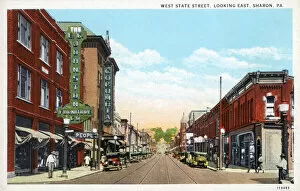 Johnston Gallery: West State Street, Looking East, Sharon, Pennsylvania, USA. Date: circa 1920s