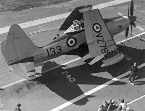 Westland Wyvern S4 VZ789 on a carrier deck with wings folded Westland Wyvern S4 VZ789 on a carrier deck with wings folded