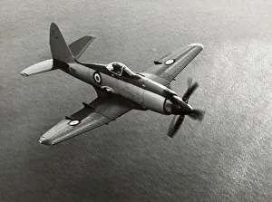 <b class=qtipBold><figcaption>Westland Wyvern TF-2</figcaption></b><br>Royal-Navy Rn Westland Wyvern Tf-2 Flying over the Sea As Flown by Test-Pilot Captain Eric Melrose 'Winkle' Brown, Cbe, Dsc, Afc, Fraes, Rn (Born 21 January 1919) Former Royal-Navy Officer Date: 1950s<br><em>© aviation-images.com / Mary Evans Picture Library</em> Westland Wyvern TF-2