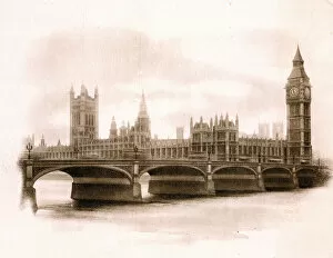 Conservative Gallery: Westminster Bridge and Parliament on a Christmas card