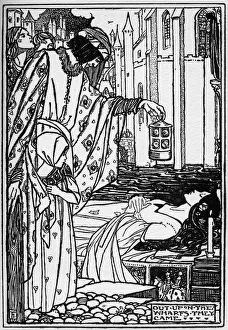 Out upon the wharfs they came. Illustration by Florence Harrison from Tennyson's poem Out upon the wharfs they came. Illustration by Florence Harrison from Tennyson's poem