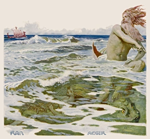 <b class=qtipBold><figcaption>AEGIR</figcaption></b><br>The Norse god of the sea : his wife, Ran, can be seen beneath the waves.<br><em>© Mary Evans Picture Library</em> AEGIR