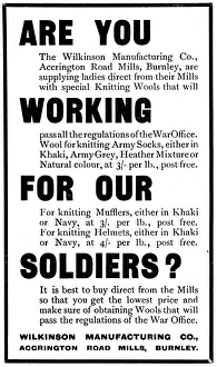 Wilkinson Manufacturing Co knitting wools for WW1 comforts Wilkinson Manufacturing Co knitting wools for WW1 comforts
