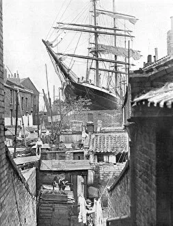Washing Collection: A windjammer looming over a London street