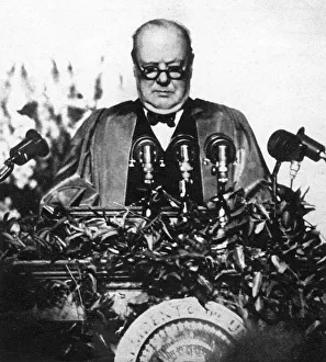 Winston Churchill speaking at Fulton, Missouri Winston Churchill speaking at Fulton, Missouri