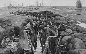 Winter 1915, flooded British trench by Matania, WW1 Winter 1915, flooded British trench by Matania, WW1