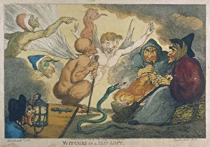 <b class=qtipBold><figcaption>Witches in Hayloft 1807</figcaption></b><br>Witches in a hayloft conjuring up all kinds of devils.<br><em>© Mary Evans Picture Library/HARRY</em> Witches in Hayloft 1807