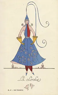 Vintage Fancy Dress Costumes Prints: Woman in bell fancy dress costume, la cloche