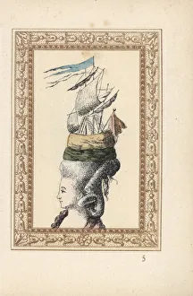 Woman in the Belle Poule hairstyle, 1778 Woman in the Belle Poule hairstyle, 1778