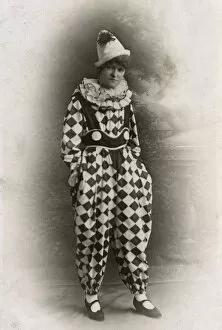 Pierrot Gallery: Woman in clown fancy dress outfit