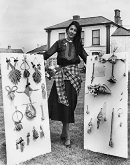 Woman in Cornish traditional costume with Corn Dollies Woman in Cornish traditional costume with Corn Dollies