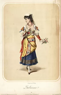 Images Dated 23rd January 2019: Woman in costume as an Italian peasant for a masquerade ball
