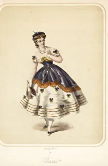 Images Dated 23rd January 2019: Woman in costume as a pansy for a masquerade ball