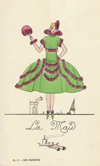 Vintage Fancy Dress Costumes Prints: Woman in fancy dress costume as a maid