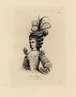 Images Dated 20th January 2019: Woman in fashionable hat with feathers and ringlets
