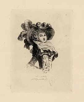 Images Dated 20th January 2019: Woman in fashionable large hat era of Marie Antoinette