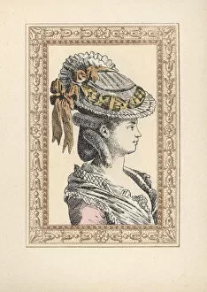 Woman in hairstyle with ringlets and a Phrygian hat