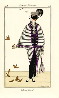 Woman in half-mourning outfit of cape and gown, 1913 Woman in half-mourning outfit of cape and gown, 1913
